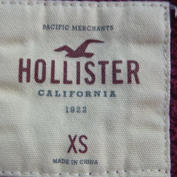 Hollister Maroon/White Knit L/S Sweater X-Small - Picture 4 of 6